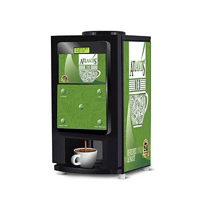 The sleek Atlantis Neo-4 Lane Automatic Coffee Machine installed in a modern Gurgaon office pantry.