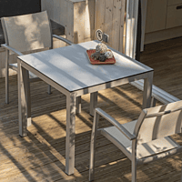 Brunei Table | Aluminium Frame | Silver HPL Table Top | 130x80 cm | BRM-R13/ALT-PL | Balliu