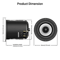 Arylic waterproof CK30C 3" 60W Coaxial HD In-ceiling Speaker
