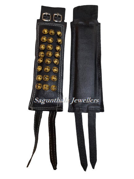 Premium Leather 3-Line Ghungroo Salangai – Classical Dance Brass Bell Anklets