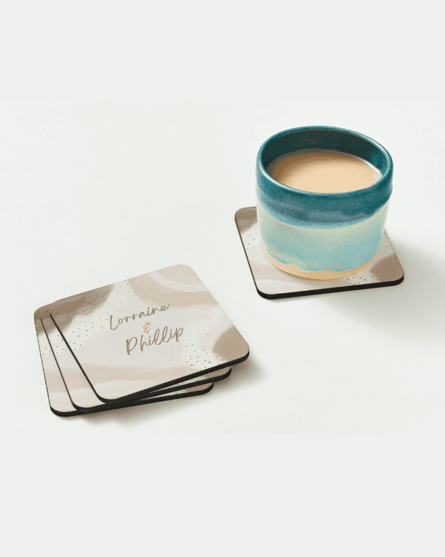 Personalized Ivory Beverage Coasters, Set of 4