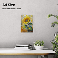 Solar Symphony – Sunflower Printed Canvas Wall Art (Unframed) | A4 & A3 Sizes | Abstract Nature-Inspired Decor, Vibrant Museum-Quality Print