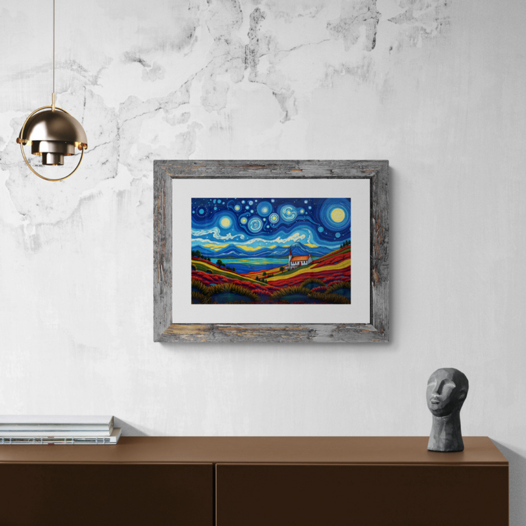 Scottish Highlands Meets Starry Night Magic | Van Gogh-Inspired Canvas Print Scottish Highlands Meets Starry Night Magic | Van Gogh-Inspired Canvas Print