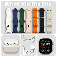 Smart Watch Bundle with Earbuds & 6 Interchangeable Bands - Fitness & Notifications