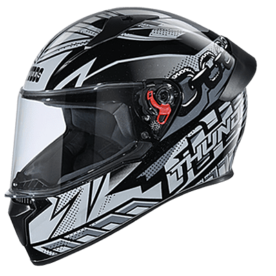 STUDDS THUNDER D5 MATT BLACK  N4 GREY C/V (XL) WITH SPOILER AND MIRROR VISOR