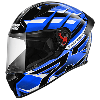 STUDDS THUNDER D6 MATT BLACK/BLUE N1 BLUE C/V (XL) WITH SPOILER AND MIRROR VISOR