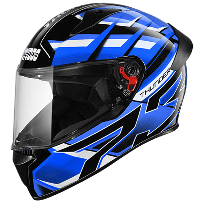 STUDDS THUNDER D6 MATT BLACK/BLUE N1 BLUE C/V (XL) WITH SPOILER AND MIRROR VISOR
