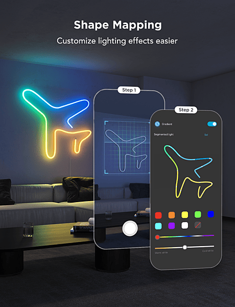 Govee 3M Neon Preinstalled Strip Light White support Matter