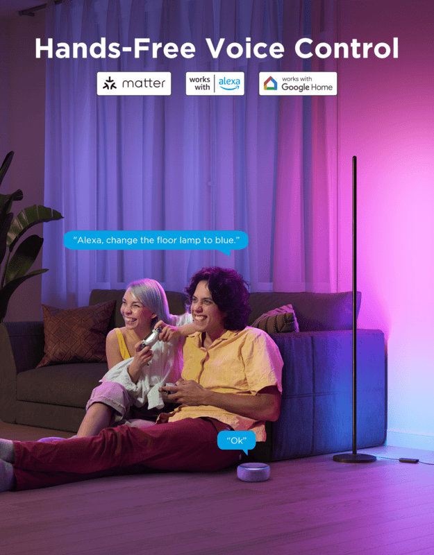 Govee Floor Lamp Lite/Basic - RGBICW Smart LED Floor Lamp with Matter & Music Sync