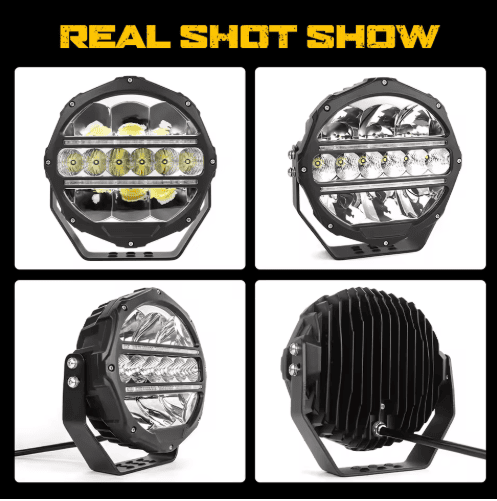Tan 4x4 9" Super Bright Offroad Spotlights with DRL [PAIR]