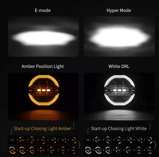 Tan 4x4 9" Anti Glare Round Driving Light, White and Amber DRL