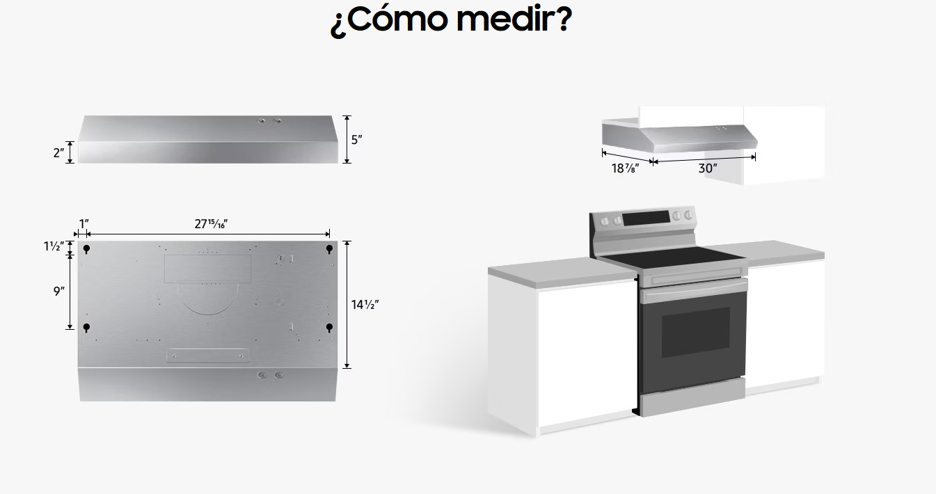 NK30B3000US/AP, SAMSUNG Campana extractora debajo del gabinete de 30", acero inoxidable. 12 meses Garantía General