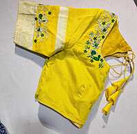 E14:Ready To Ship Beautiful Mangalagiri Saree With Stitched Emboridery Work Blouse