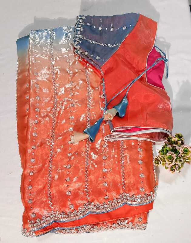 J253: Ready To Ship Beautiful Sequence Work Saree With Stitched Blouse J253: Ready To Ship Beautiful Sequence Work Saree With Stitched Blouse