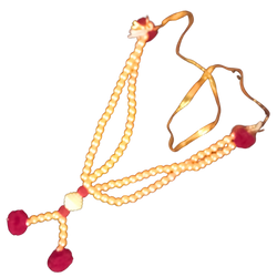 Gold Colour 2 lines special decorative garland with maroon thread balls
