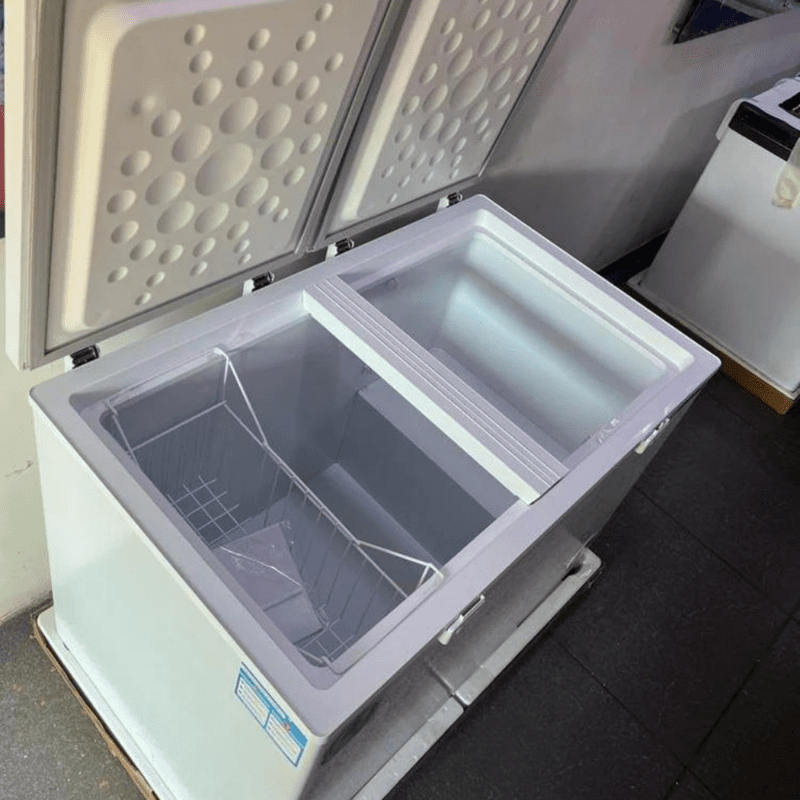 Interior View of Blue Star CF5-330NEYW Chest Freezer Showing Storage Space