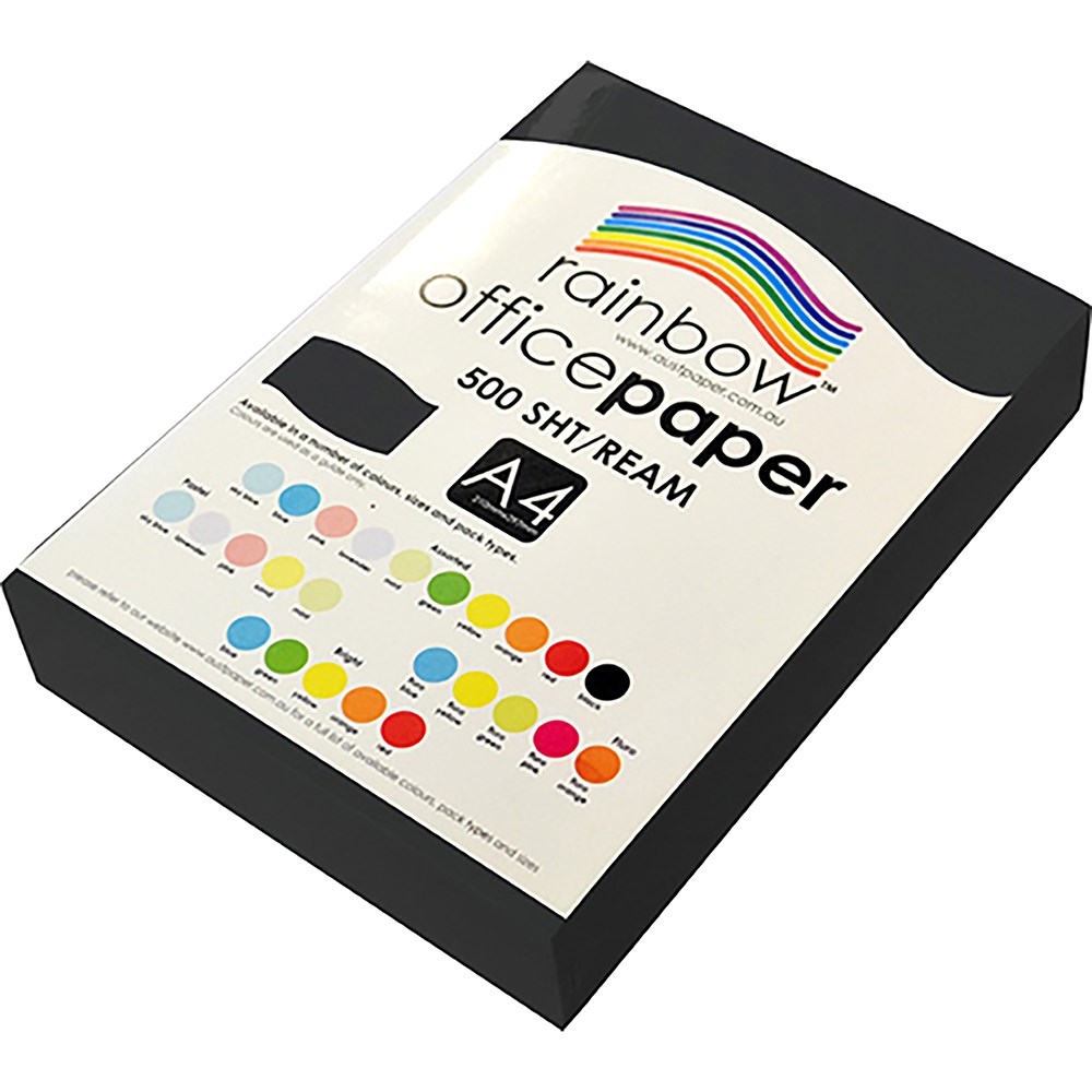 Rainbow Office Copy Paper A4 80gsm Black Ream of 500
