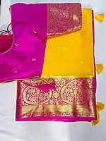 J502: Ready To Ship Beautiful Pure Kanchipattu Saree With Stitched Embroidery Work Blouse