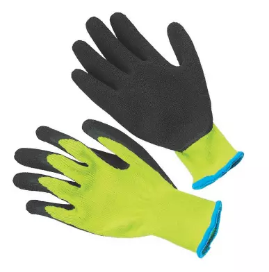 Black latex coated,fluorescent yellow string knit shell