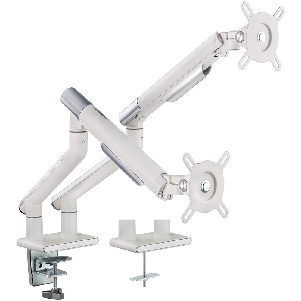Ergovida Premium Slim Spring Assistant Aluminium Dual Monitor Arm White