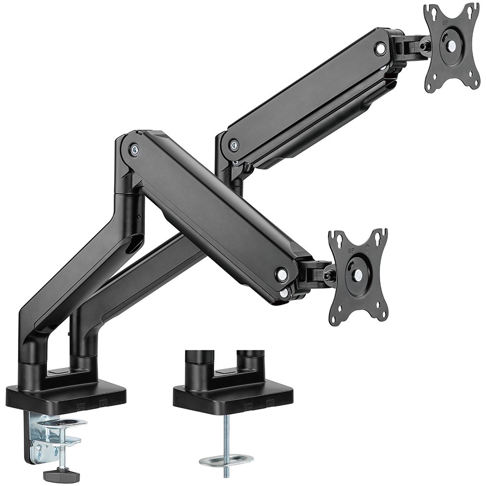 Ergovida Premium Slim Spring Assistant Aluminium Dual Monitor Arm Grey