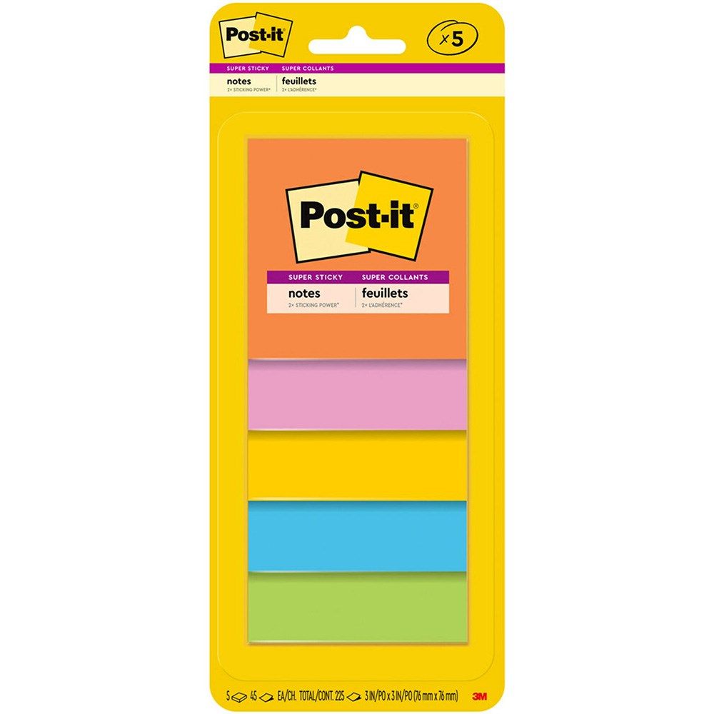 Post-it 3321-5SSAU Super Sticky Notes 76 x 76mm Energy Boost Pack of 5