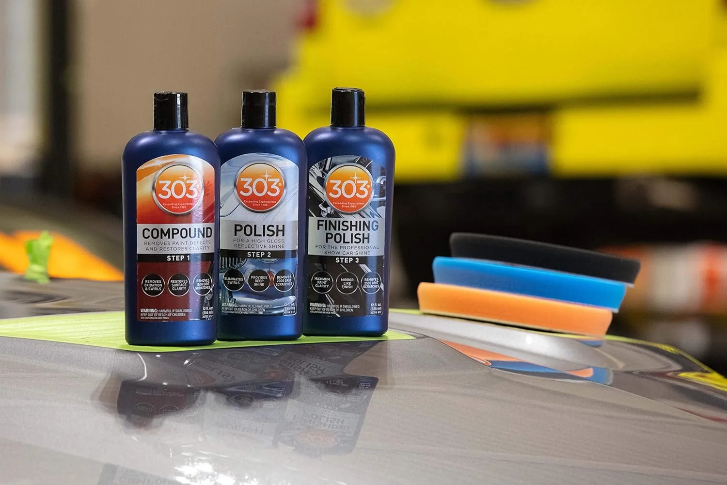 303 Polish - for High Gloss, Reflective Shine - Eliminates Swirls - Provides Deep Shine to Paint - Removes 2000 Grit Scratches (Step 2), 12 fl. oz. (30704)