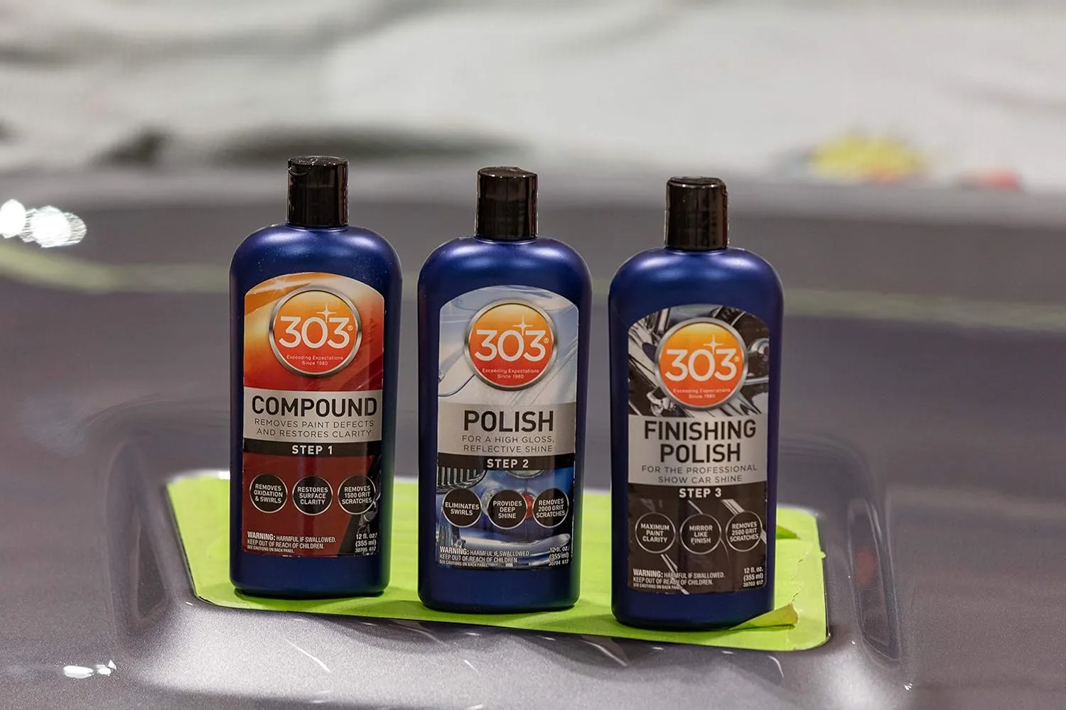 303 Polish - for High Gloss, Reflective Shine - Eliminates Swirls - Provides Deep Shine to Paint - Removes 2000 Grit Scratches (Step 2), 12 fl. oz. (30704)