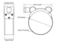 TRIDON, TTBS44-47P, Series TTBS, T-Bolt Clamps All Stainless Steel