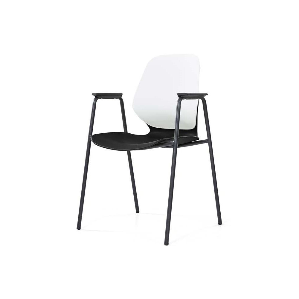 Sylex Kaleido 4 Leg Chair Polypropylene White Back Black Seat With Arms