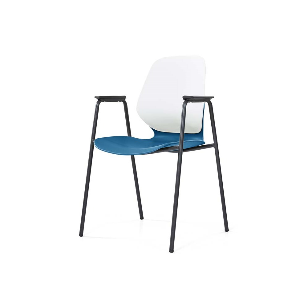 Sylex Kaleido 4 Leg Chair Polypropylene White Back Blue Seat With Arms