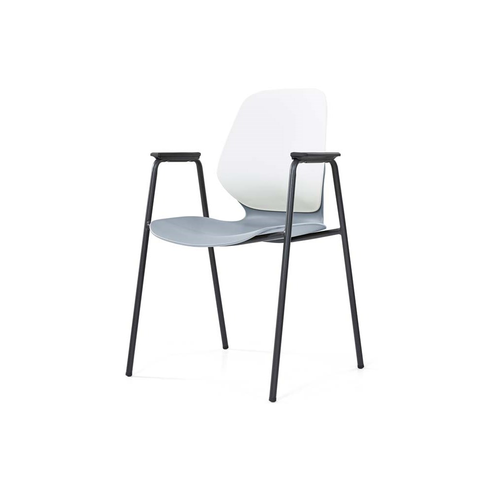 Sylex Kaleido 4 Leg Chair Polypropylene White Back Grey Seat With Arms