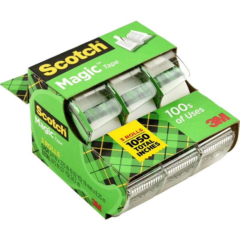 Scotch 3105 Magic Tape 19mmx7.6m With Dispenser Value Pack of 3