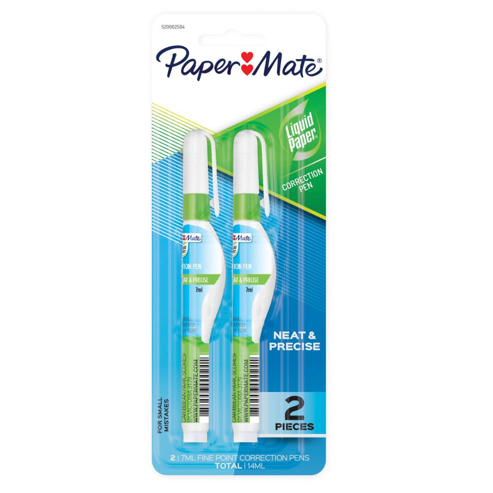 Paper Mate Liquid Paper Correction Pen 7ml White Pack  of 2
