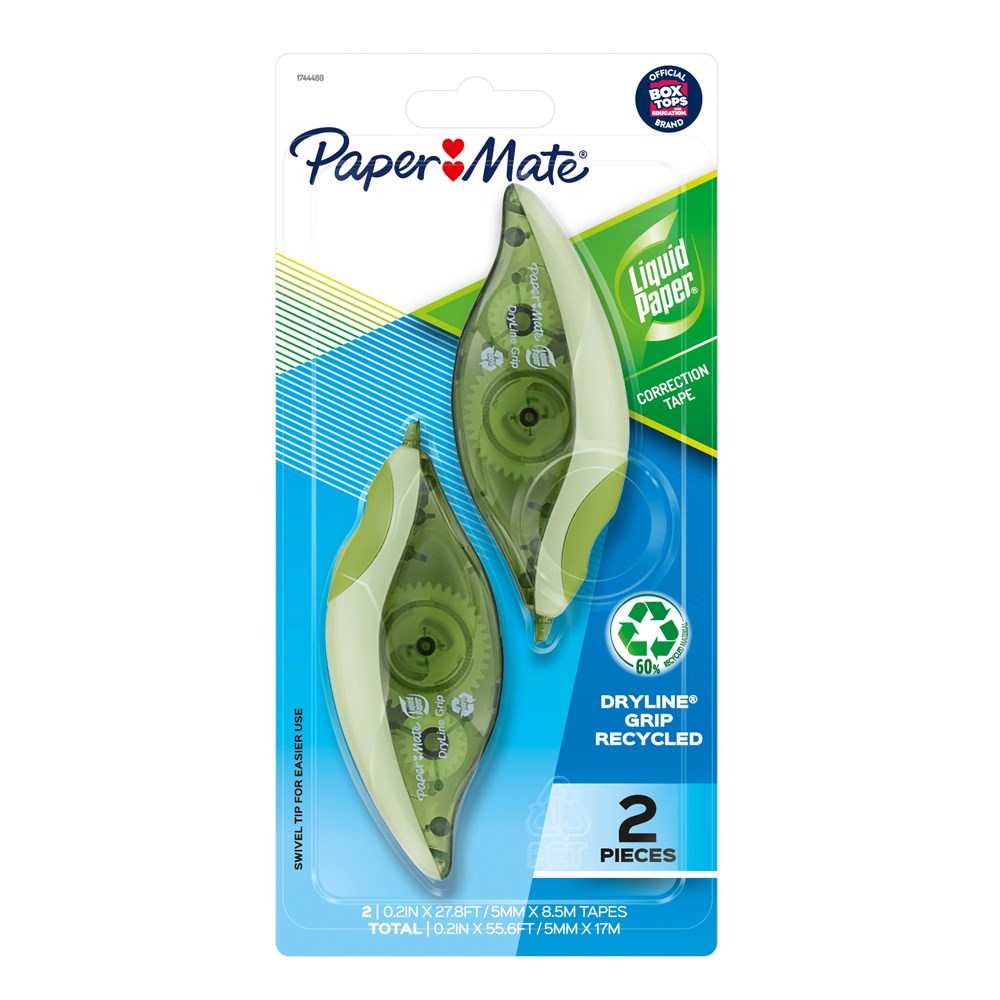 Paper Mate Liquid Paper Correction Tape Dryline Grip Recycled Pack  Of 2