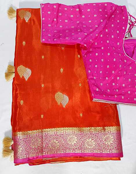 J491: Ready To Ship Beautiful Soft Silk Saree With Stitched Blouse
