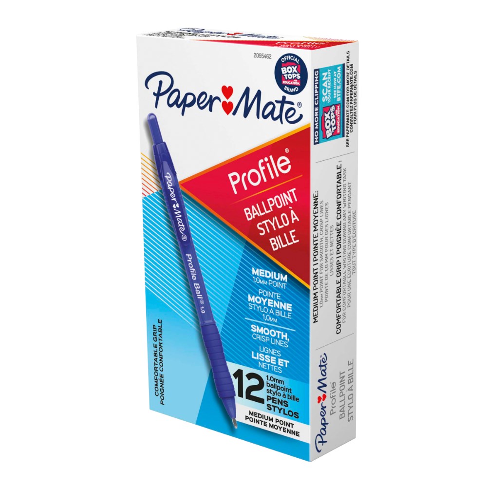 Paper Mate Profile Retractable Ballpoint Pen 1mm Blue Box  of 12