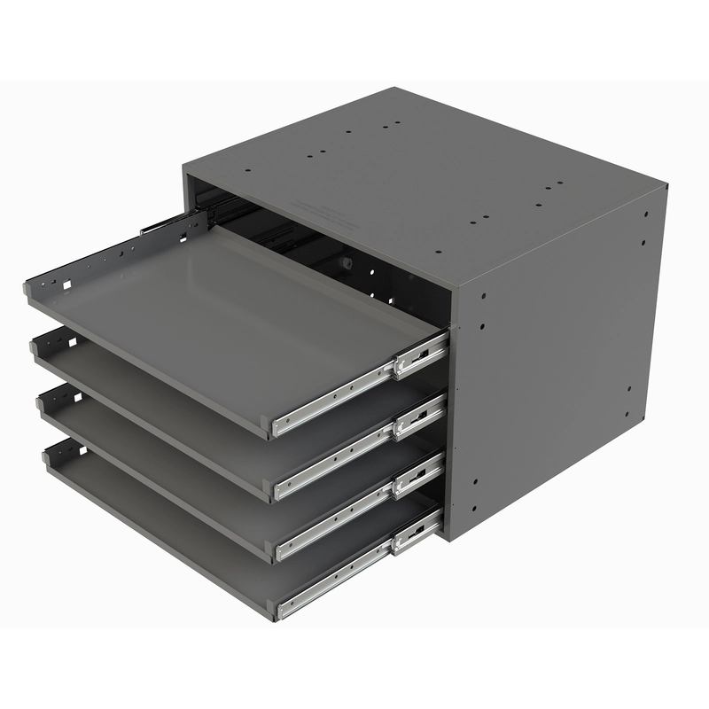 Gray Steel Large Pullout Drawer Rack, 4 Compartments