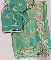 D176: Ready To Ship Beautiful Space Silk Saree With Stitched Blouse