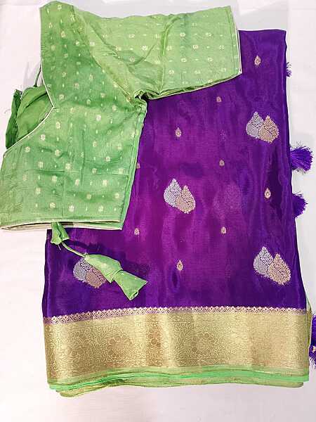 J493: Ready To Ship Beautiful Soft Silk Saree With Stitched Blouse