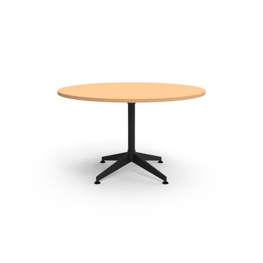 Rapidline Typhoon Round Meeting Table 1200D x 750mmH Beech Top All Black Frame