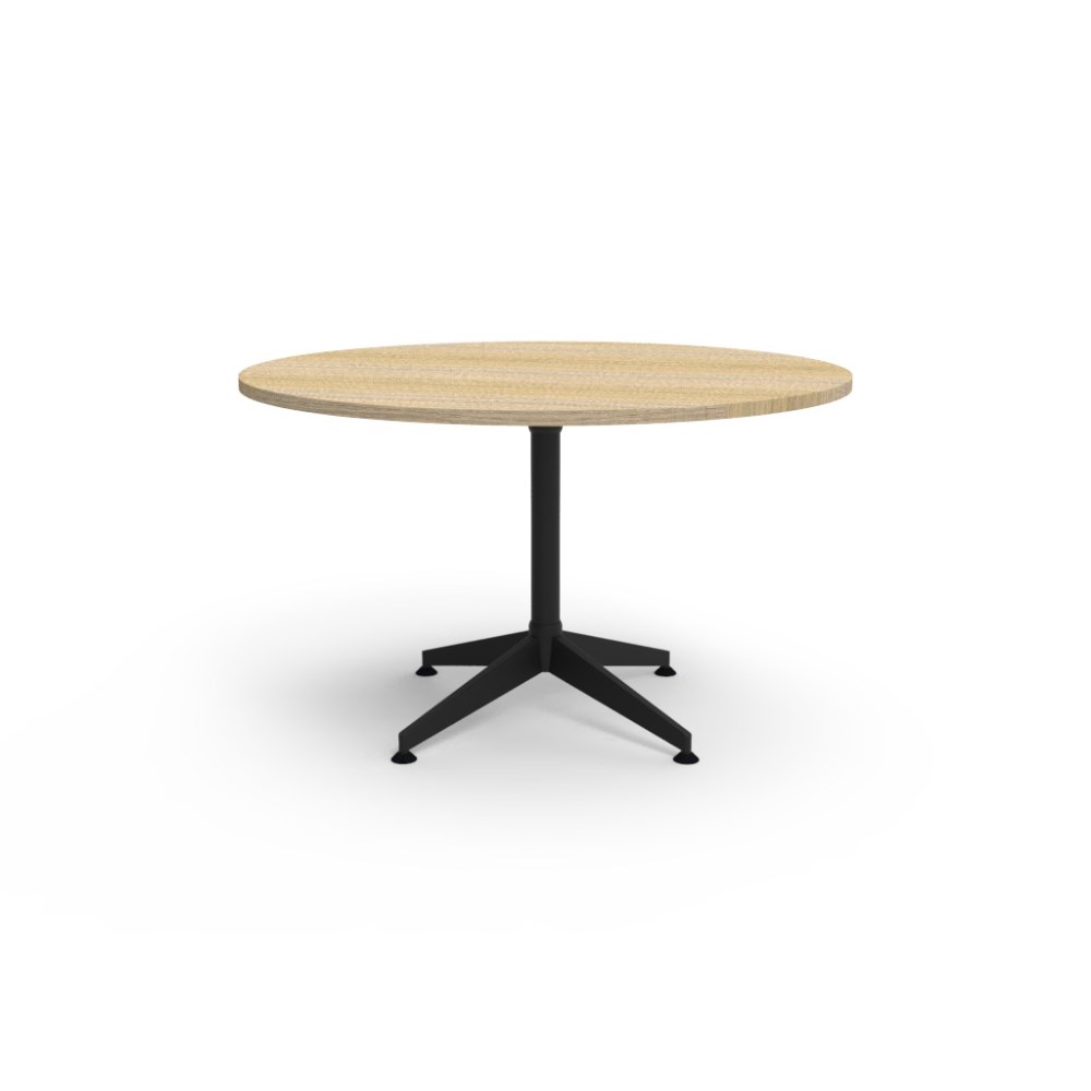 Rapidline Typhoon Round Meeting Table 1200D x 750mmH Oak Top All Black Frame
