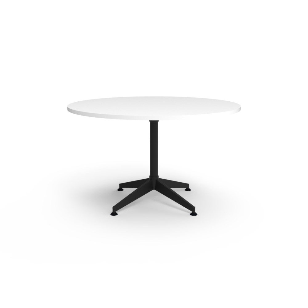 Rapidline Typhoon Round Meeting Table 1200D x 750mmH White Top All Black Frame