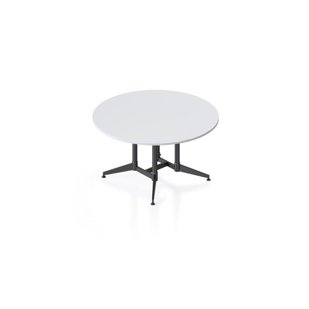 Rapidline Typhoon Round Meeting Table 1500D x 750mmH White Top All Black Frame
