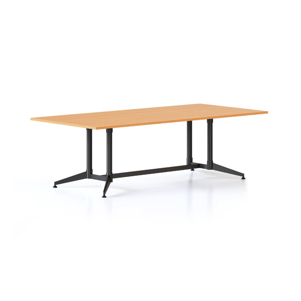 Rapidline Typhoon Meeting Table 2400W x 1200D x 750mmH Beech Top All Black Frame