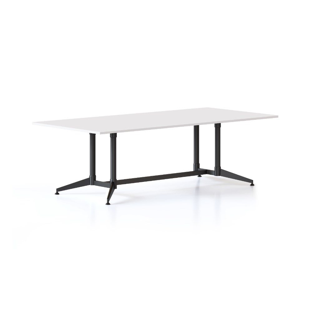Rapidline Typhoon Meeting Table 2400W x 1200D x 750mmH White Top All Black Frame