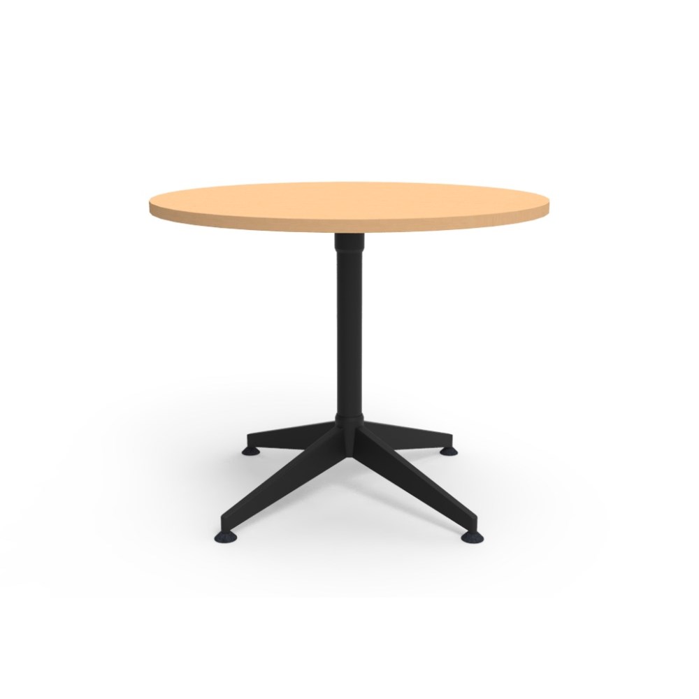Rapidline Typhoon Round Meeting Table 900D x 750mmH Beech Top All Black Frame