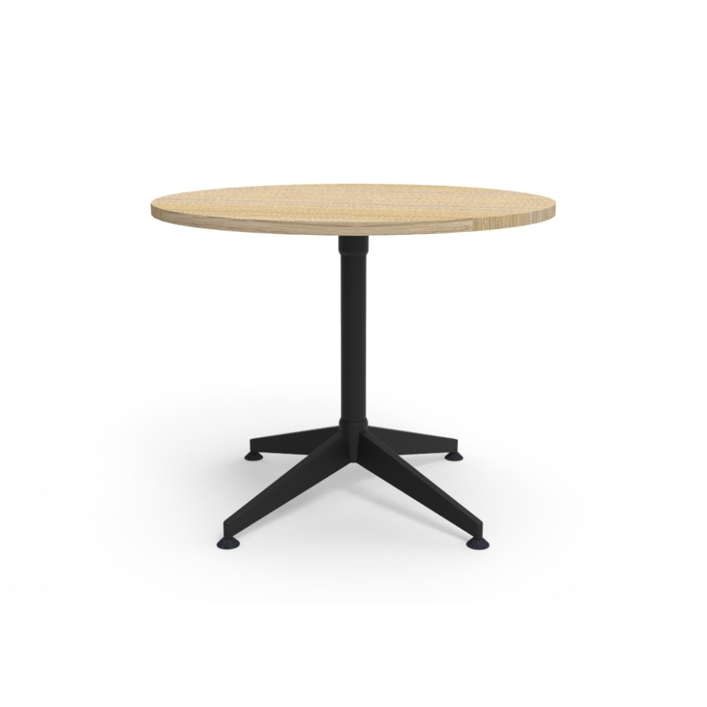 Rapidline Typhoon Round Meeting Table 900D x 750mmH Oak Top All Black Frame