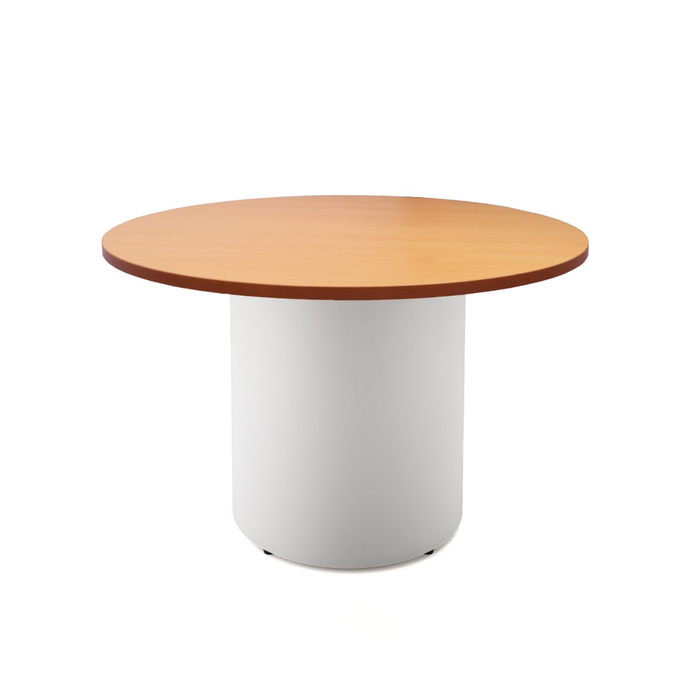 Rapidline Drum Round Meeting Table 1200D x 730mmH Beech Top White Base