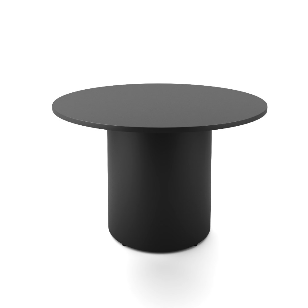Rapidline Drum Round Meeting Table 1200D x 730mmH Black Top Black Base